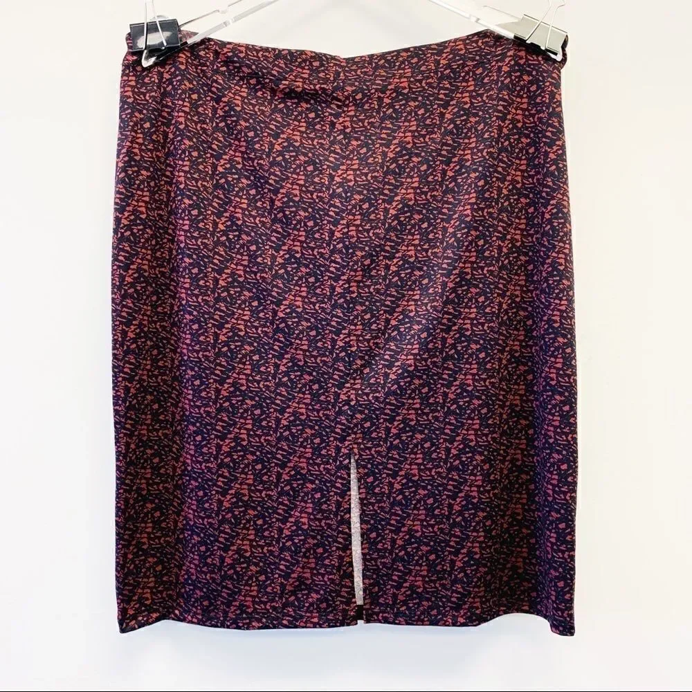 Halogen Abstract Print Tie Front Pencil Skirt In Multi Brown/Black, Size 3X